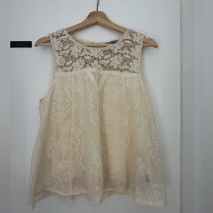 Anthropologie Vanessa Virginia Tank Top Lace Embroidery Size M